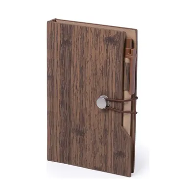 Wood Design Notebook with Sticky Note and Pen