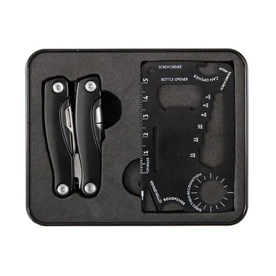 Multipurpose tool set in a flat case