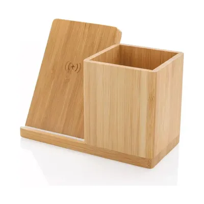 Bamboo Pen Holder with 10W Wireless Charger