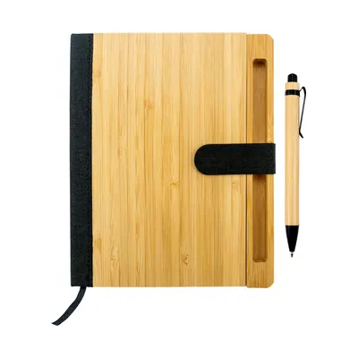 Bamboo and rPET Notebooks with Pen, A5, Bookmark & Magnetic Clasp