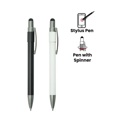Stylus Metal Pens with Spinner – Push Button (Blue Ink)