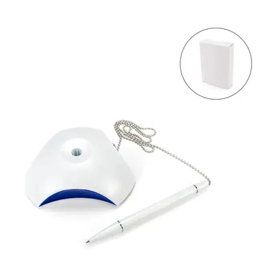 Counter Pen with Base Holder and Secured Chain – Blue Ink