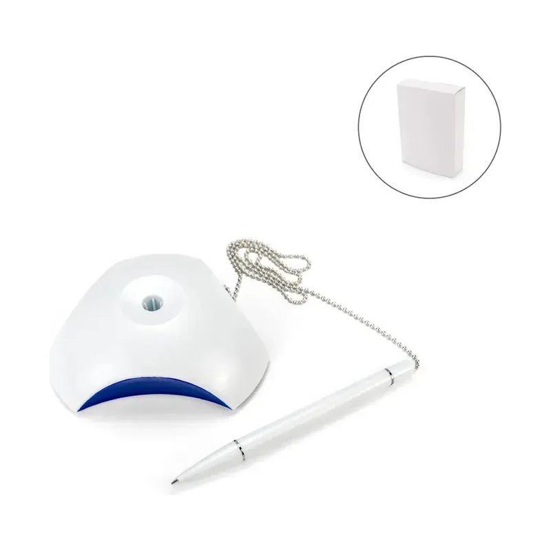 Counter Pen with Base Holder and Secured Chain – Blue Ink