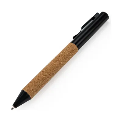 Eco-friendly Metal Pens Black with Cork Barrel and Black Ink