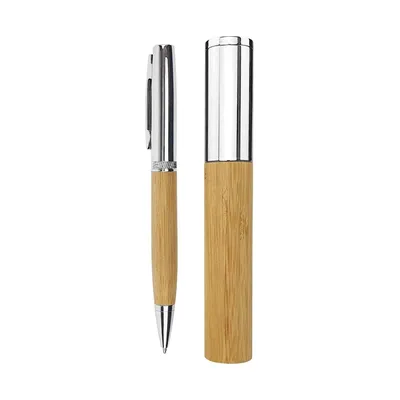 Metal and Bamboo Pens with Tube Box