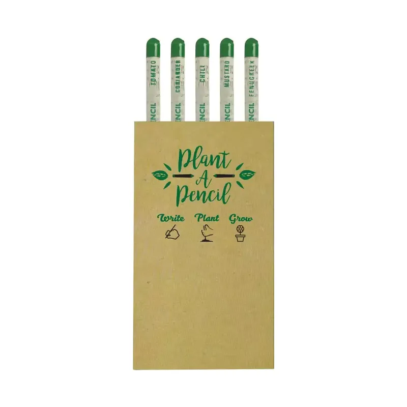 Plantable A Pencils Set Seeds Tomato Coriander Chili Mustard Fenugreek