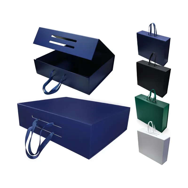 Foldable Gift Box with Magnetic Closure & Ribbon Handle