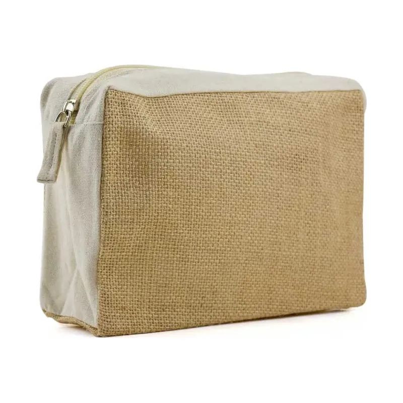 Natural Jute with Cotton Zipper Pouches