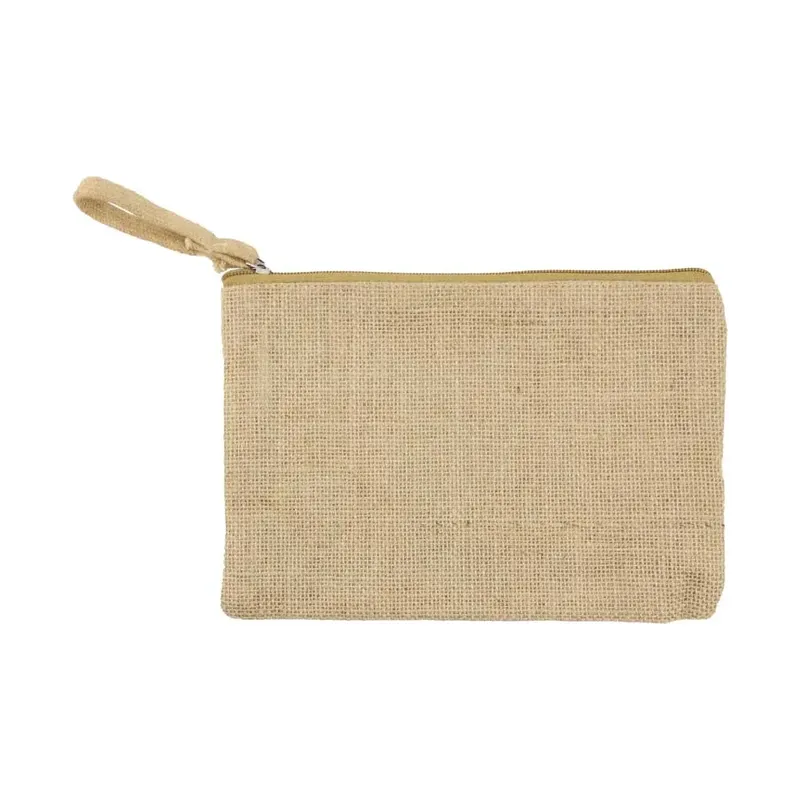 Natural Jute Zipper Pouch for Organizing Storage