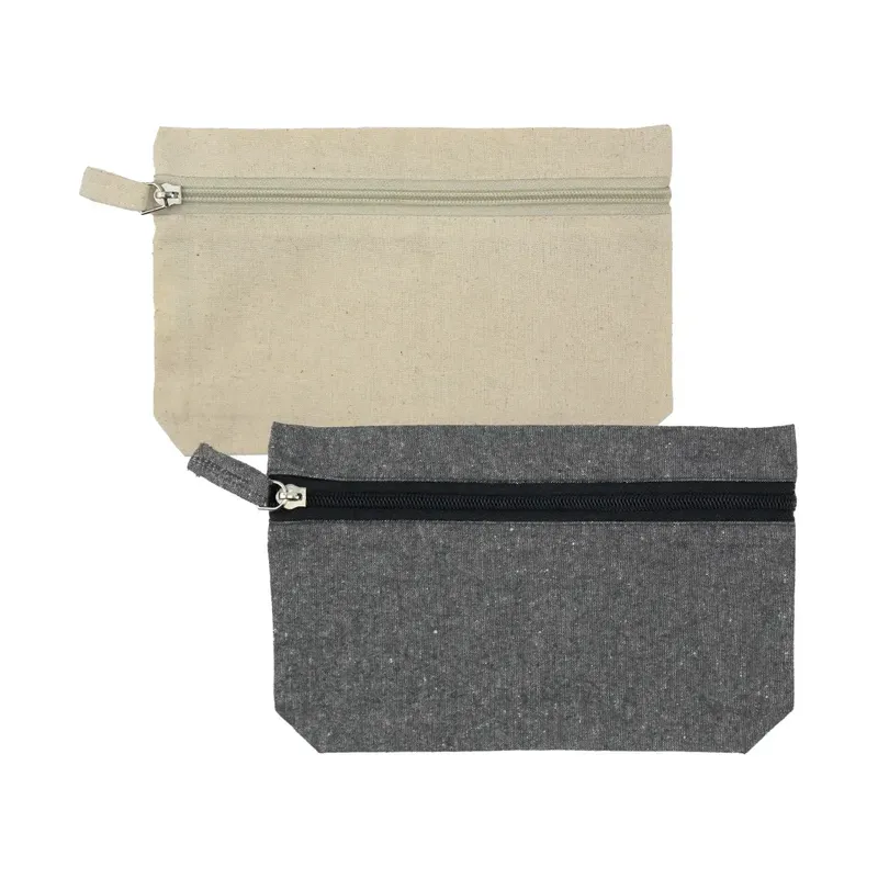 Natural Cotton Pouches with front Zipper Closure