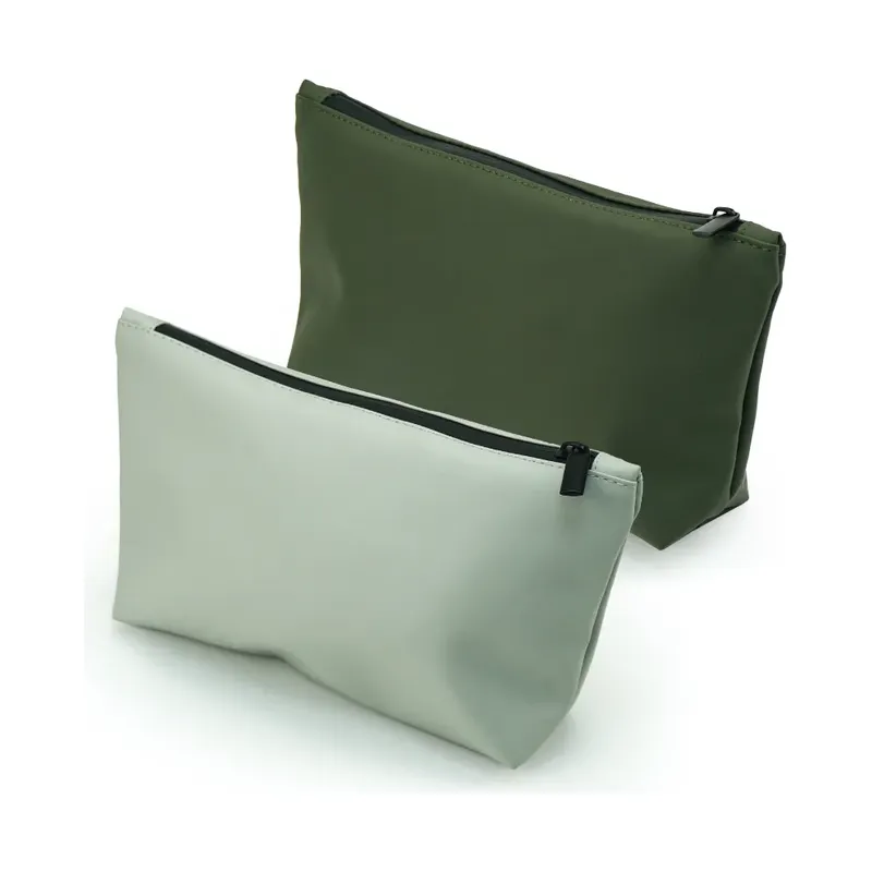Cosmetic Pouch with Zipper in Soft PU Material