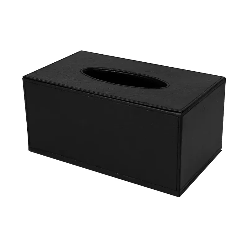 Tissue Box in PU Leather Material Black Color