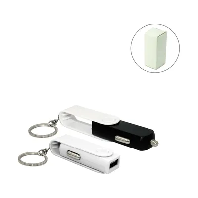 Swivel USB Car Charger with Key Ring attachment