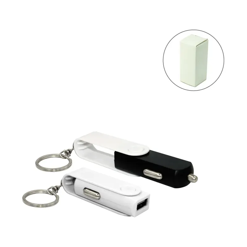 Swivel USB Car Charger with Key Ring attachment