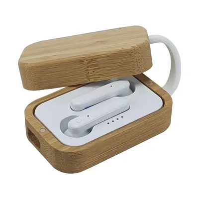 BT Earbuds with Bamboo Case & High Audio Quality