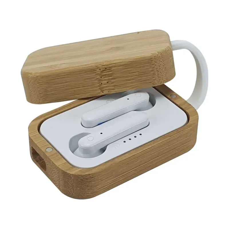 BT Earbuds with Bamboo Case & High Audio Quality