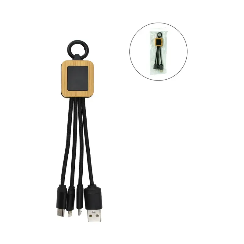 Bamboo Light Up Logo Multi-Charging Cables Type C