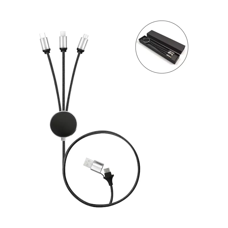 3-in-1 Multi-Charging long cable 105cm with Light Up Logo