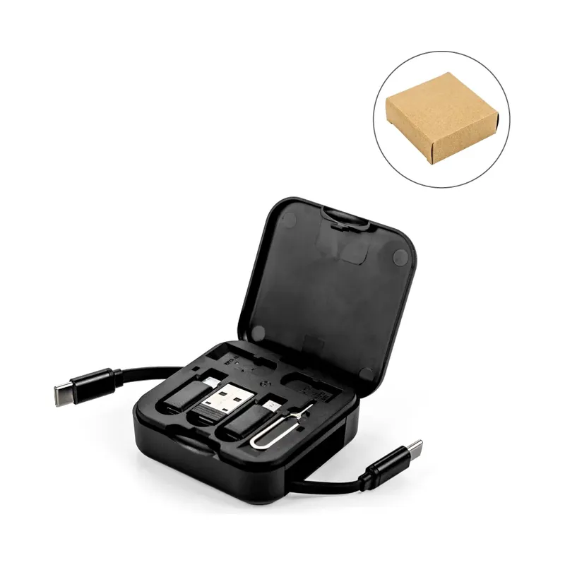 Retractable Charging Cable Set with Bamboo Top – 60W Fast Charging