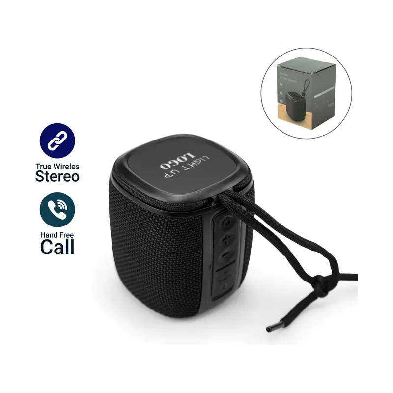 Portable Bluetooth Speakers, Light-Up Logo, Hands-Free Call with Lanyard