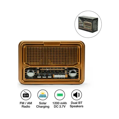 Vintage Design Bluetooth Speaker with Radio and Solar Panel