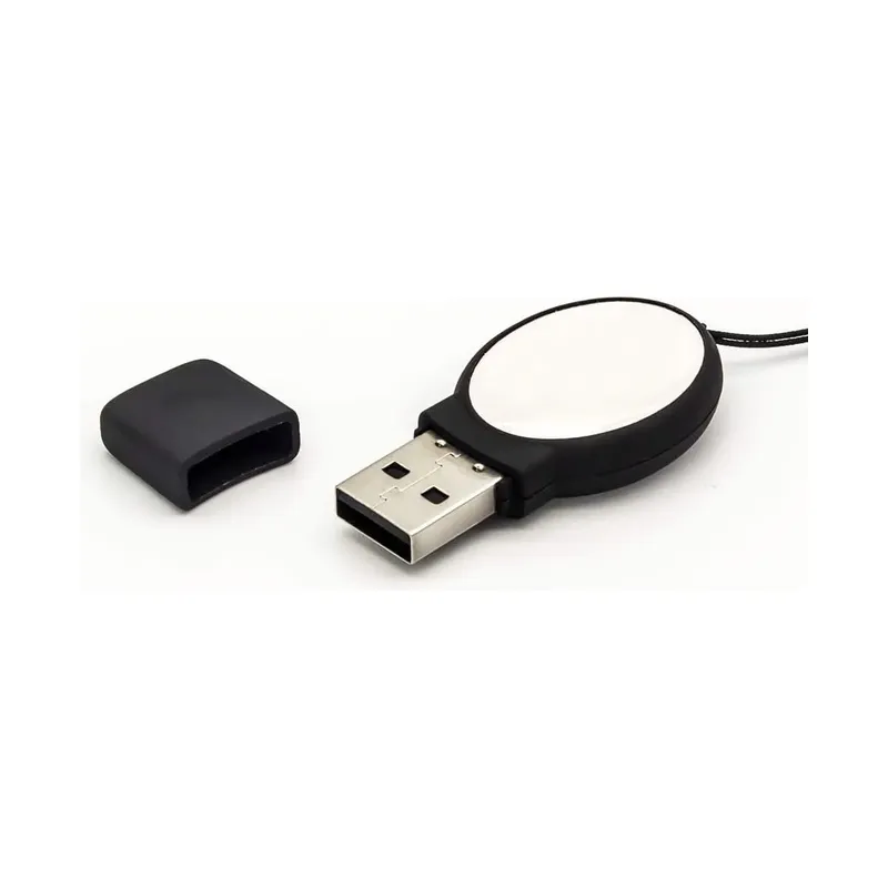 Oval Black Rubberized USB