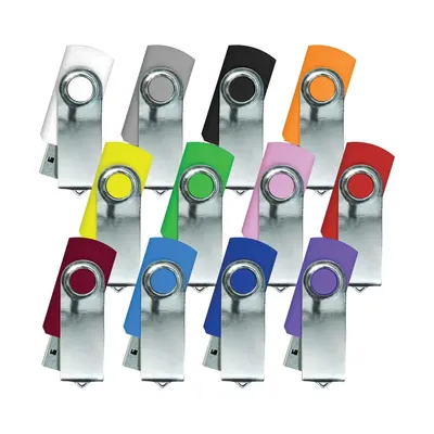 Shiny Silver Swivel USB Flash Drives