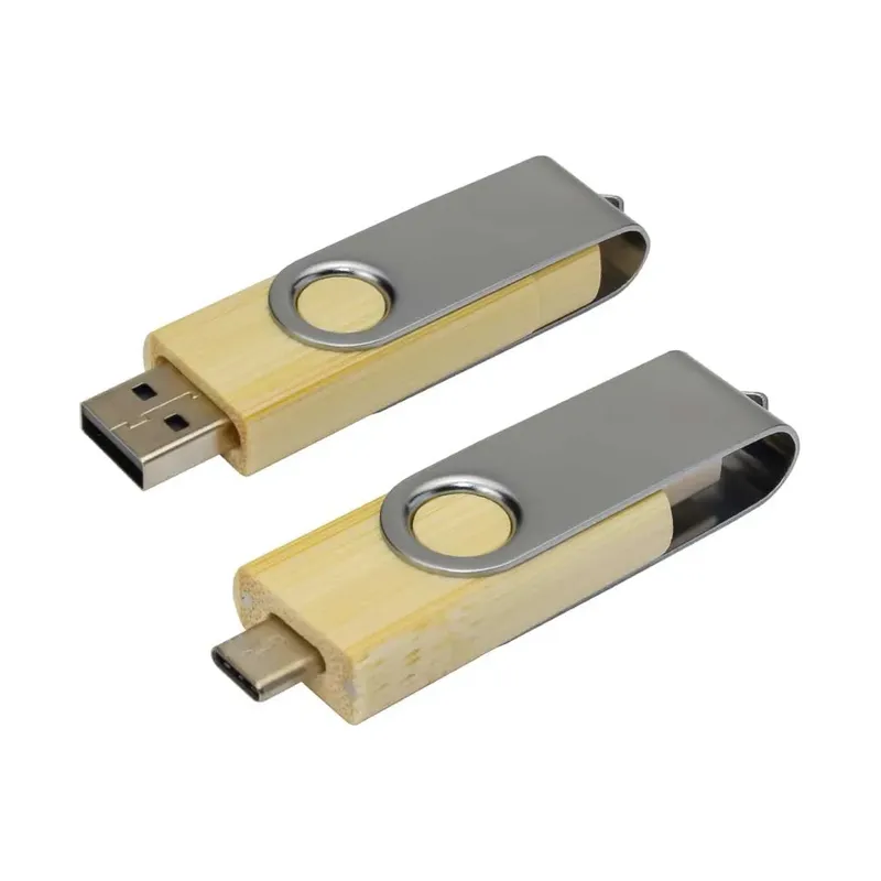 OTG Bamboo Swivel USB Flash Drives 32GB Type C