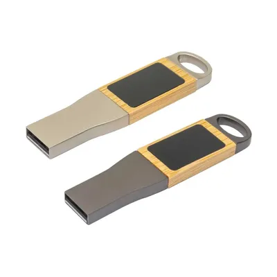 Light-Up Logo Metal & Bamboo USB Flash Drives 32GB