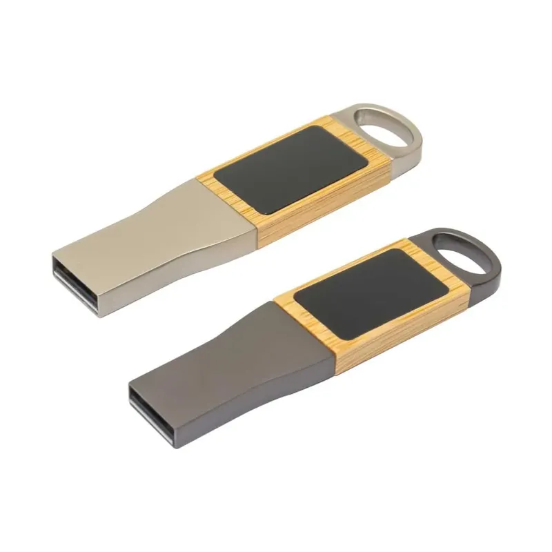 Light-Up Logo Metal & Bamboo USB Flash Drives 32GB