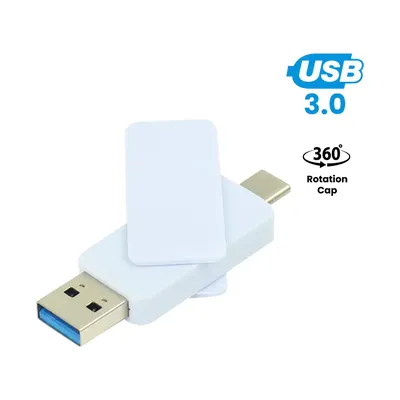 OTG White Swivel USB Flash Drives 64GB V. 3.0 Type C