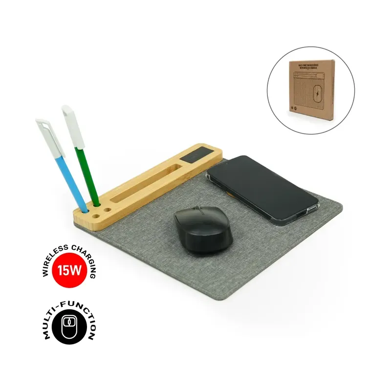 Multi-Function Mousepad, 15W Fast Wireless Charger & LED Logo