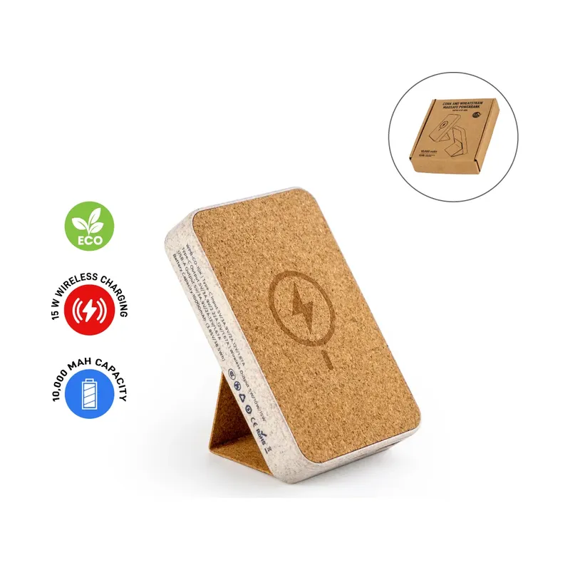 Cork MagSafe Wireless Powerbank with Foldable Stand, 15W, 10000 mAh