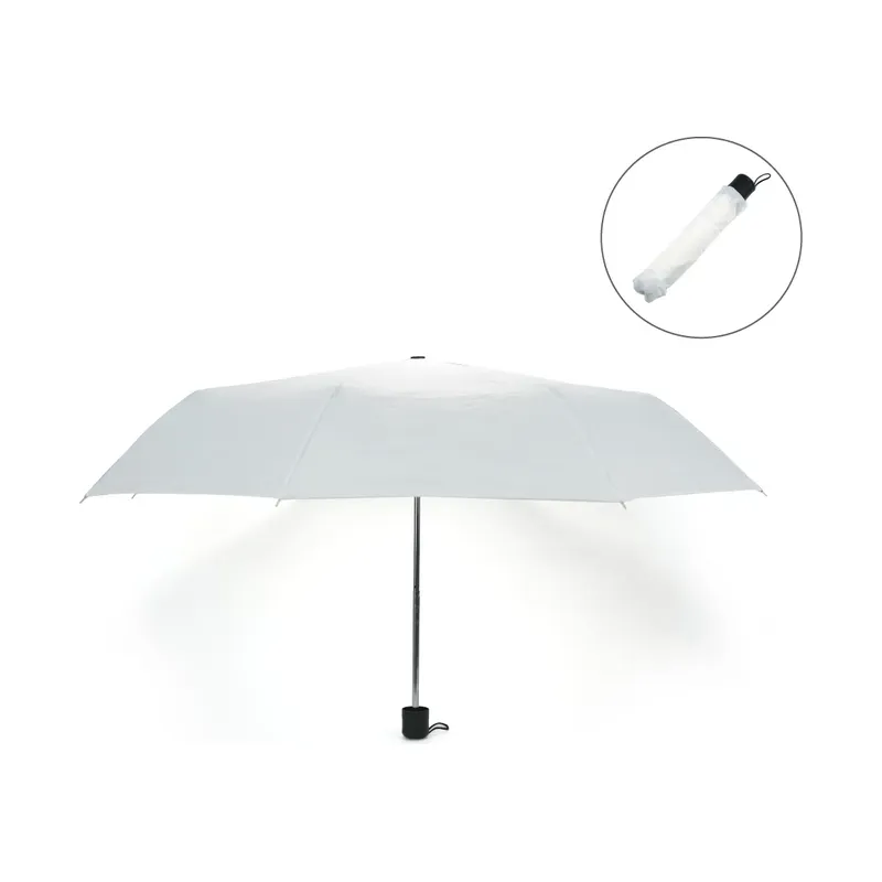 Bi-Fold Umbrella in White Color with Velcro Closure and Pouch